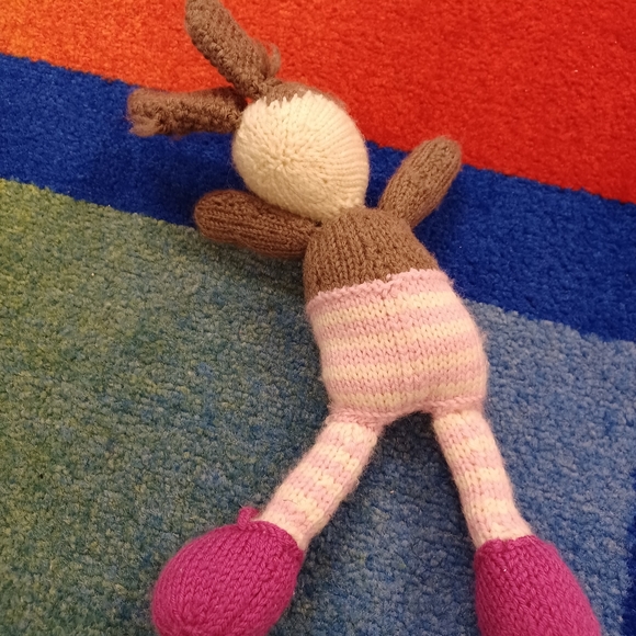 โ Handmade Yarn Crochet floppy Yarn cute Bunny Soft Toy lovey knitted plush - Picture 4 of 15